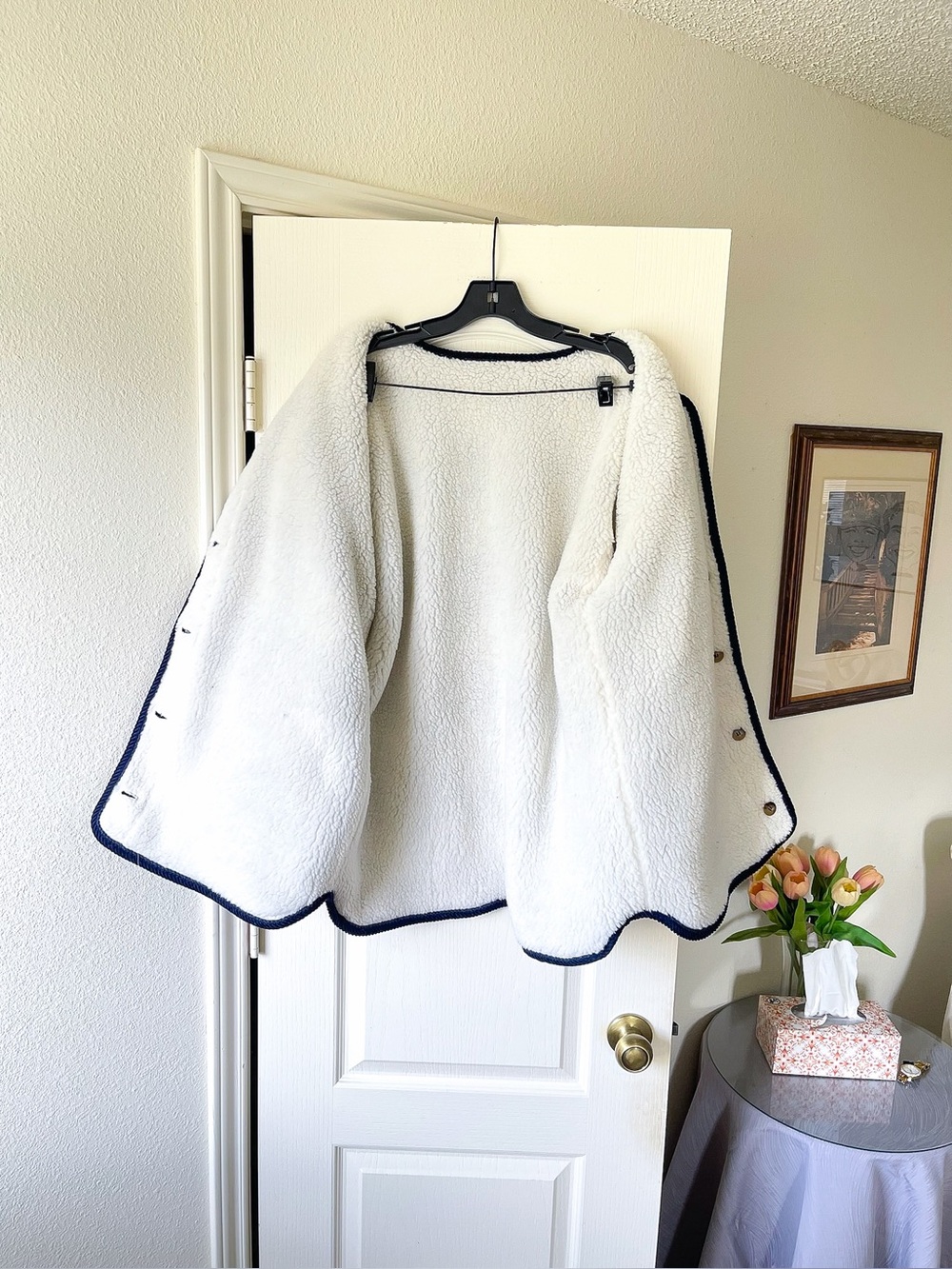Sezane Farel Reversible Wool Jacket Blue Ecru Check US 12 NWT - Picture 6 of 11